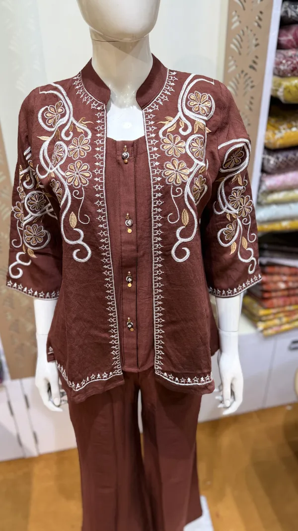 Coffee_Fancy_Cotton_Relaxed_Jacket_Cord_Set_For_Women