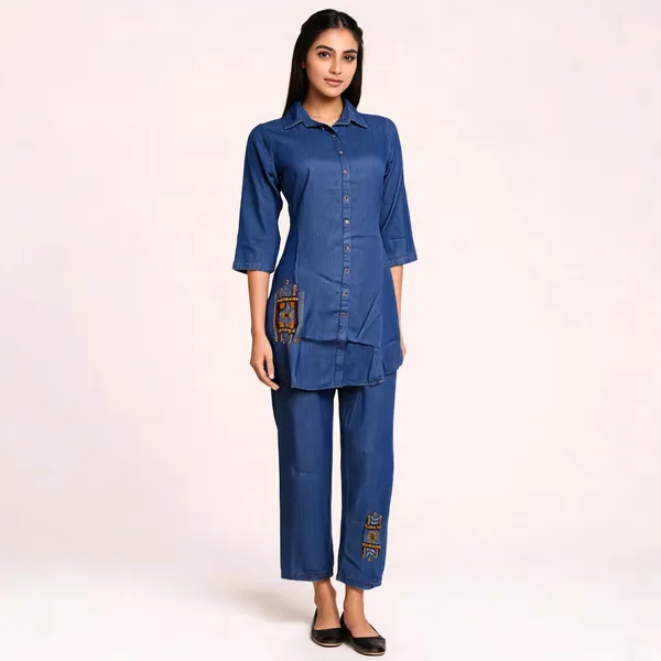 Denim_Blue_Denim_Cotton_Straight_Cord_Set_For_Women
