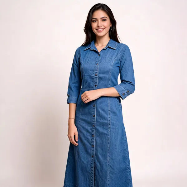 Denim_Blue_Denim_Cotton_Flared_Midi_Dress_For_Women