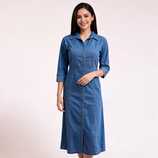 Denim_Blue_Denim_Cotton_Flared_Midi_Dress_For_Women