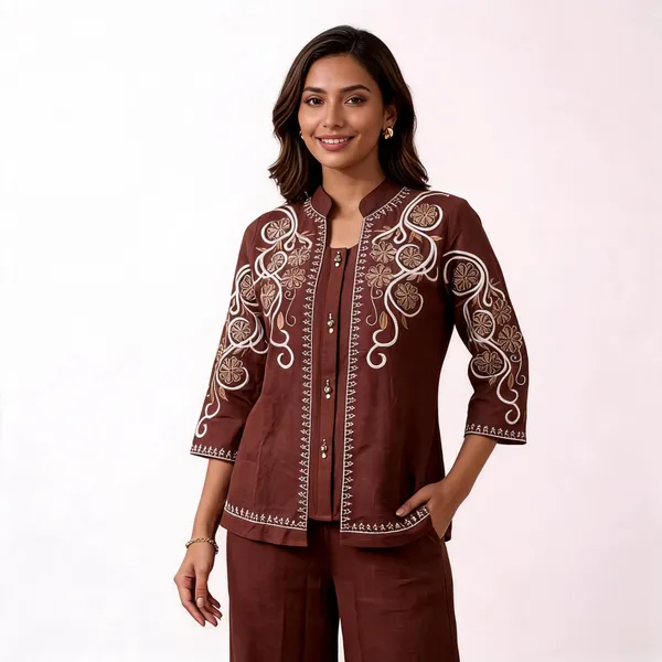 Coffee_Fancy_Cotton_Relaxed_Jacket_Cord_Set_For_Women