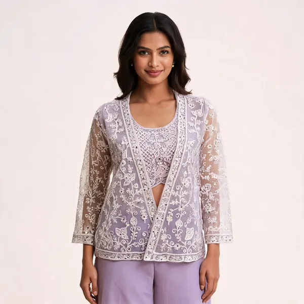 Lavender_Georgette_Jacket_Style_Dress_For_Women