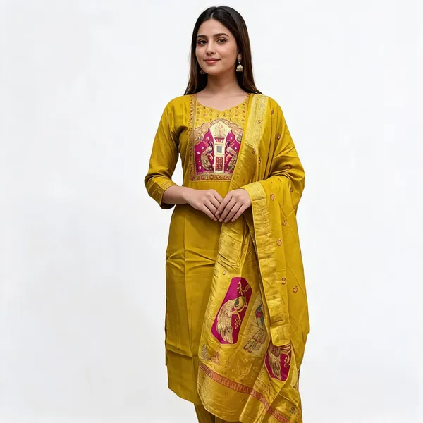 Mustard_Mal_Chanderi_Straight_3-Piece_Suit_For_Women