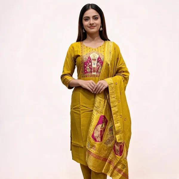 Mustard_Mal_Chanderi_Straight_3-Piece_Suit_For_Women