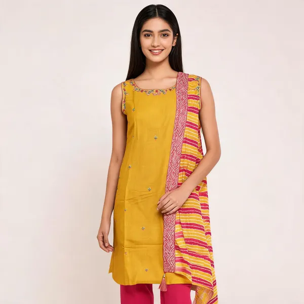 Mustard_Rani_Mal_Chanderi_Sleeveless_3-Piece_Suit_For_Women