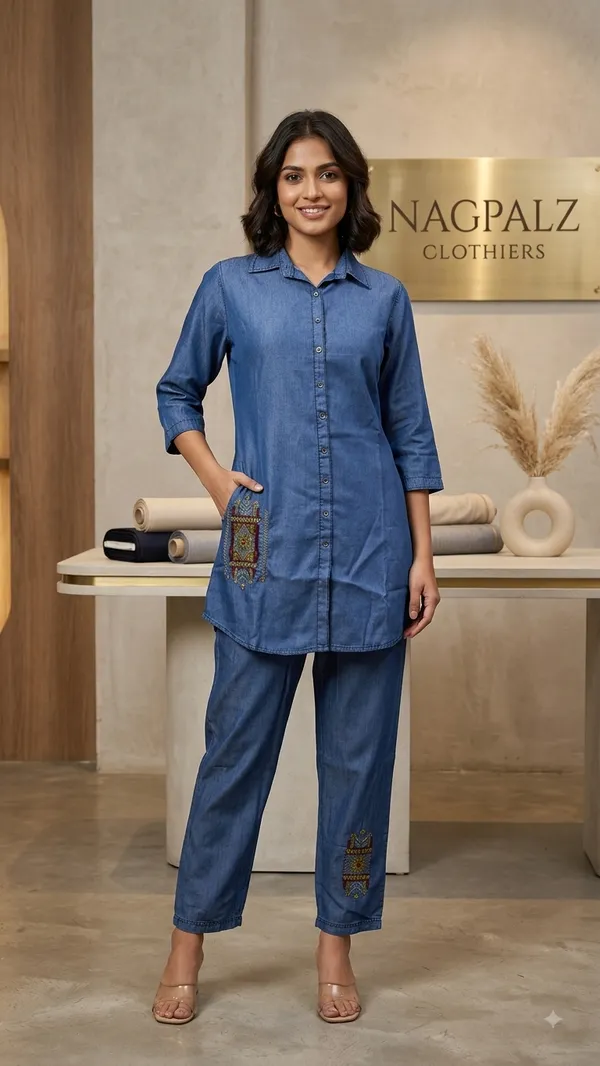 Denim_Blue_Denim_Cotton_Straight_Cord_Set_For_Women