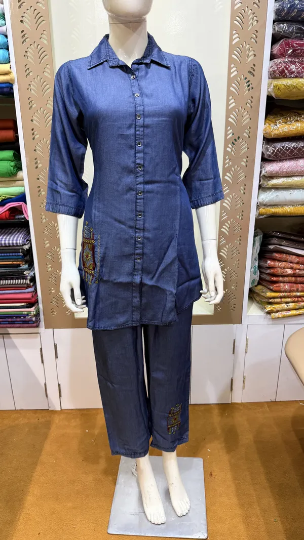 Denim_Blue_Denim_Cotton_Straight_Cord_Set_For_Women