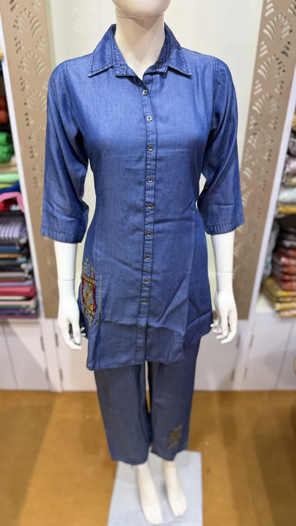 Denim_Blue_Denim_Cotton_Straight_Cord_Set_For_Women