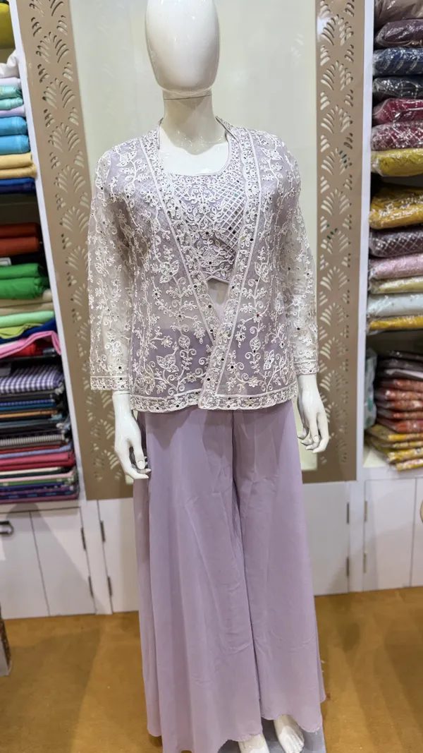 Lavender_Georgette_Jacket_Style_Dress_For_Women