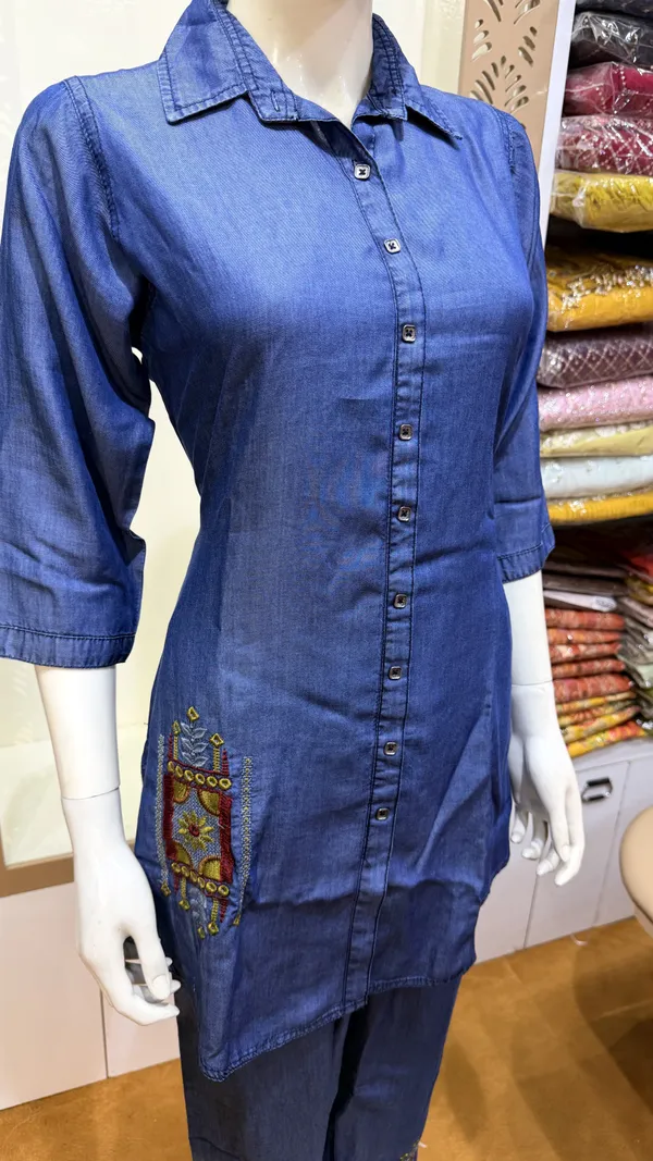 Denim_Blue_Denim_Cotton_Straight_Cord_Set_For_Women