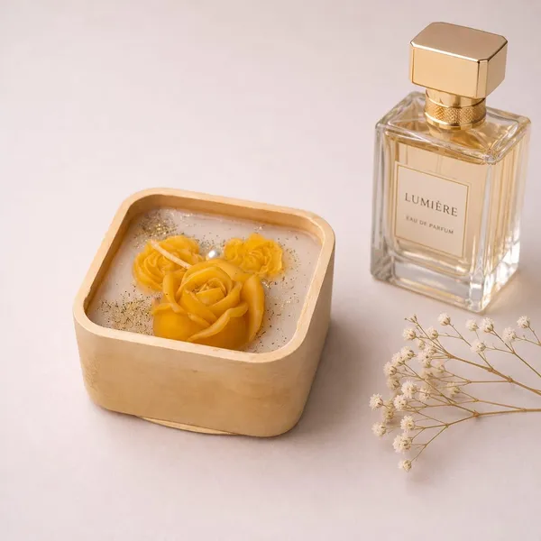 Floral_Soy_Wax_Candle_In_Wooden_Bowl