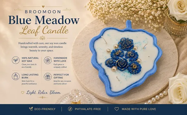 Floral_Wax_Candle_With_Leaf_Tray