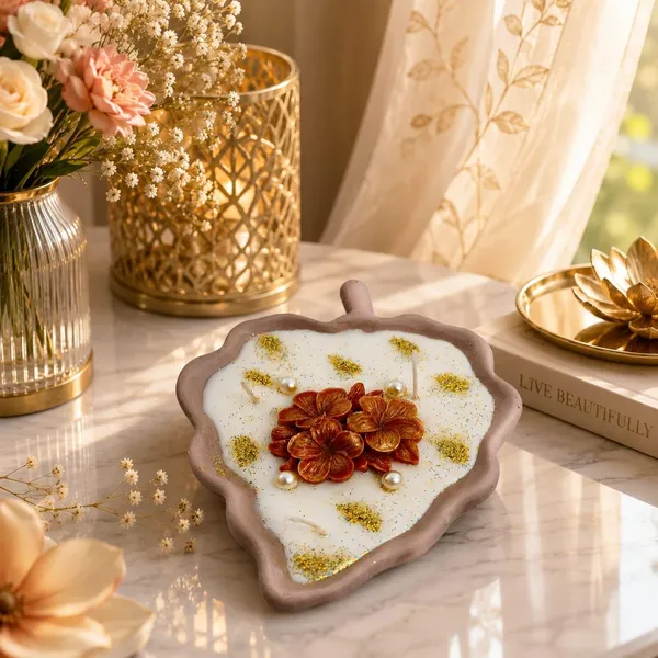 Floral_Leaf_Candle_With_Tray