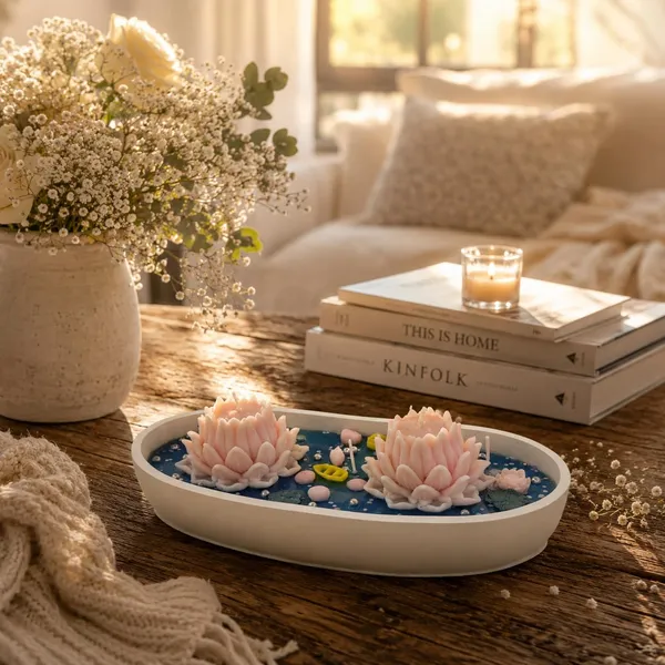 Lotus_Soy_Wax_Candle_With_Tray