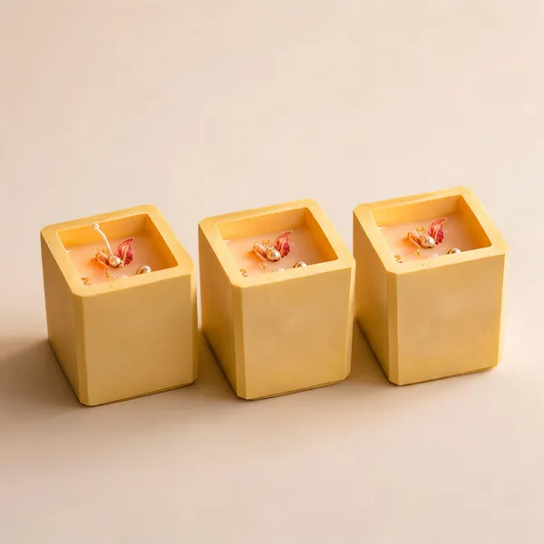Soy_Wax_Minimalist_Floral_Golden_Aura_Block_Candle_|_Pack_Of_3