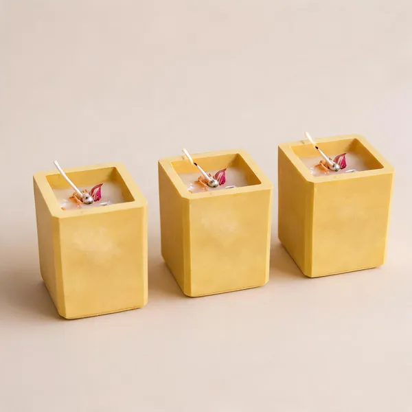 Soy_Wax_Minimalist_Floral_Honey_Gold_Aura_Block_Candle_|_Pack_Of_3