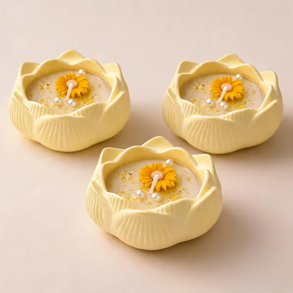 Soy_Wax_Floral_Sunflower_Candle_In_Yellow_Lotus_Ceramic_Bowl_|_Pack_Of_3
