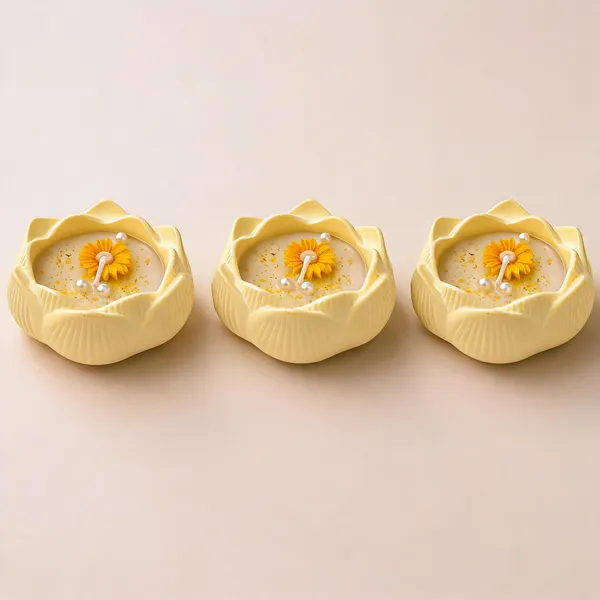 Soy_Wax_Floral_Sunflower_Candle_In_Yellow_Lotus_Ceramic_Bowl_|_Pack_Of_3