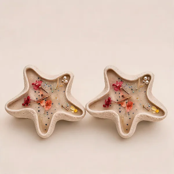 Soy_Wax_Floral_Star_Shaped_Candle_In_Concrete_Vessel_|_Pack_Of_2
