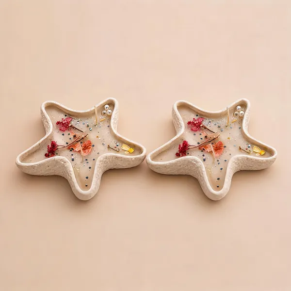 Soy_Wax_Floral_Star_Shaped_Candle_In_Concrete_Vessel_|_Pack_Of_2