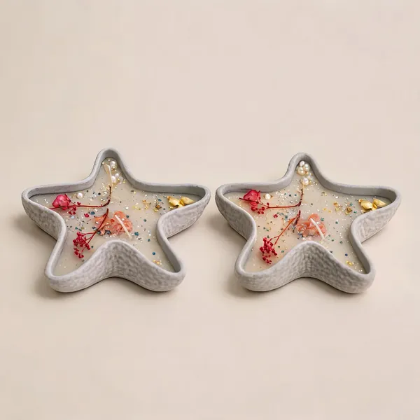 Soy_Wax_Floral_Star_Shaped_Decorative_Candle_|_Pack_Of_2