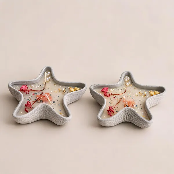 Soy_Wax_Floral_Star_Shaped_Decorative_Candle_|_Pack_Of_2