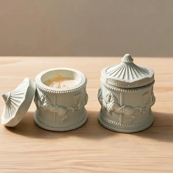 Soy_Wax_Floral_Ivory_Unicorn_Carousel_Jar_Candle_|_Pack_Of_2