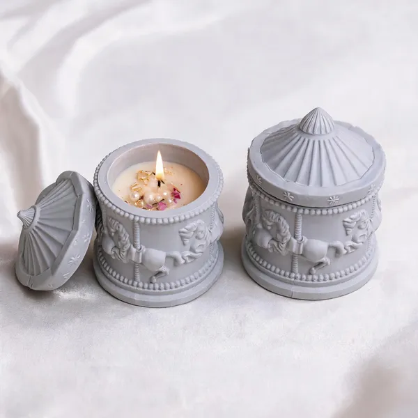 Soy_Wax_Elegant_Pearl_Grey_Unicorn_Carousel_Jar_Candle_|_Pack_Of_2