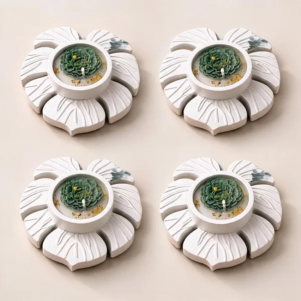 Soy_Wax_Floral_Tealight_Candle_In_Ivory_White_Petal_Holder_|_Pack_Of_4