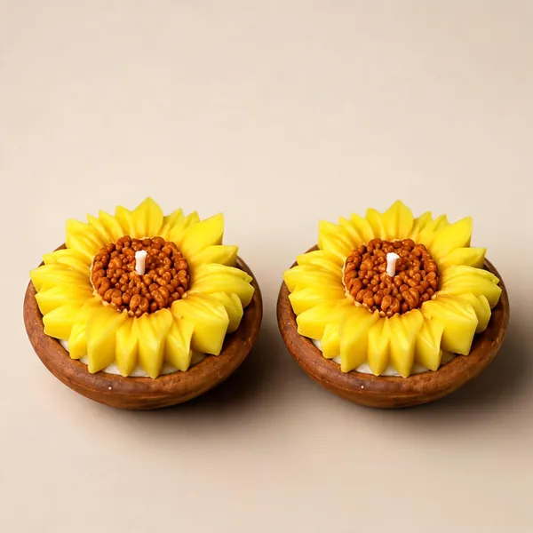 Soy_Wax_Sunflower_Shaped_Decorative_Candle_|_Pack_Of_4