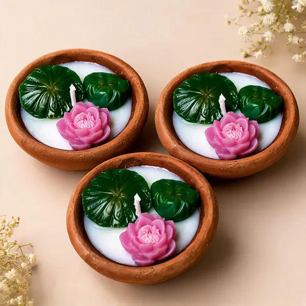 Soy_Wax_Lotus_Bloom_Terracotta_Diya_Candle_Set_Of_4_|_Pack_Of_3