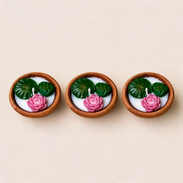Soy_Wax_Lotus_Bloom_Terracotta_Diya_Candle_Set_Of_4_|_Pack_Of_3