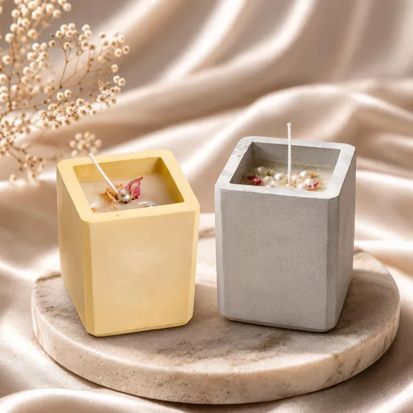 Soy_Wax_Geometric_Floral_Yellow_Grey_Block_Candle_Set_Of_2_|_Pack_Of_2