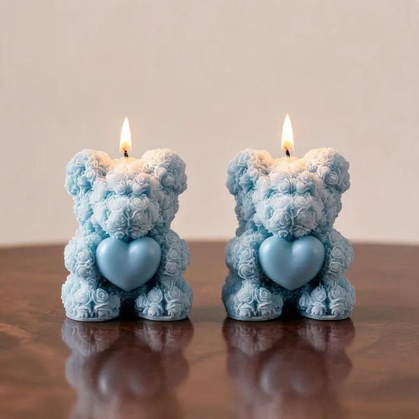 Wax_Floral_Sky_Blue_Rose_Heart_Teddy_Bear_Candle_|_Pack_Of_2