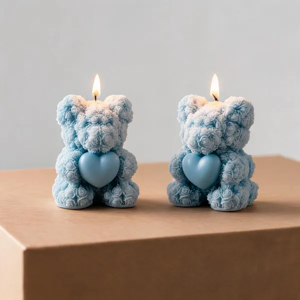 Wax_Floral_Sky_Blue_Rose_Heart_Teddy_Bear_Candle_|_Pack_Of_2