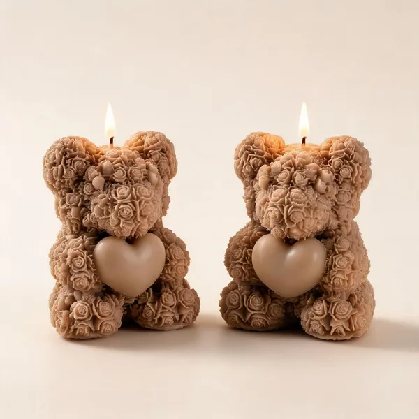 Wax_Floral_Warm_Beige_Rose_Heart_Teddy_Bear_Candle_|_Pack_Of_2