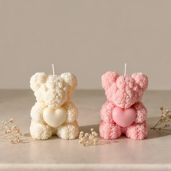 Wax_Floral_Blush_Ivory_Heart_Teddy_Bear_Candle_Set_Of_2_|_Pack_Of_2