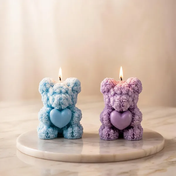 Wax_Floral_Sky_Blue_Lavender_Heart_Teddy_Bear_Candle_Set_Of_2_|_Pack_Of_2