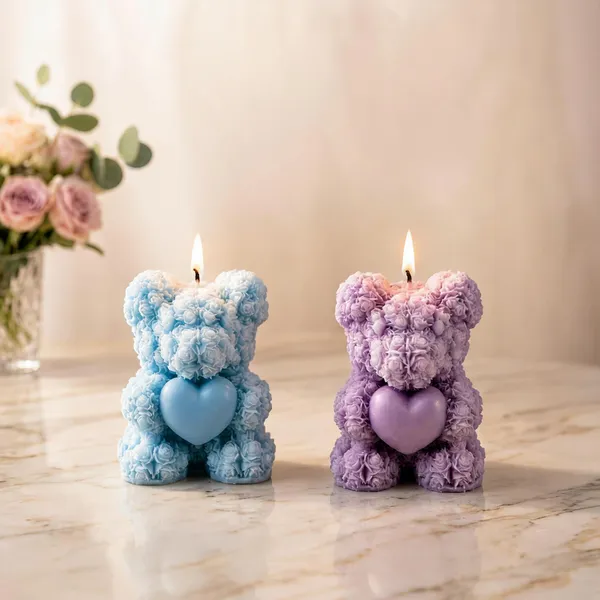 Wax_Floral_Sky_Blue_Lavender_Heart_Teddy_Bear_Candle_Set_Of_2_|_Pack_Of_2