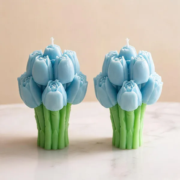 Wax_Sky_Blue_Tulip_Bloom_Sculptural_Candle_|_Pack_Of_2