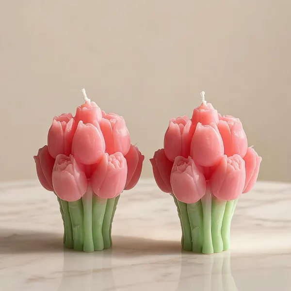 Wax_Floral_Pink_Tulip_Bloom_Sculptural_Candle_|_Pack_Of_2