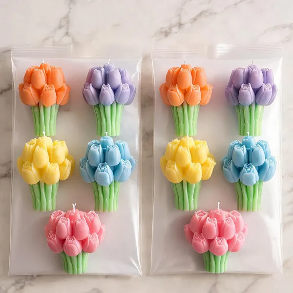 Wax_Floral_Multicolor_Tulip_Bouquet_Candle_Set_Of_5_|_Pack_Of_2