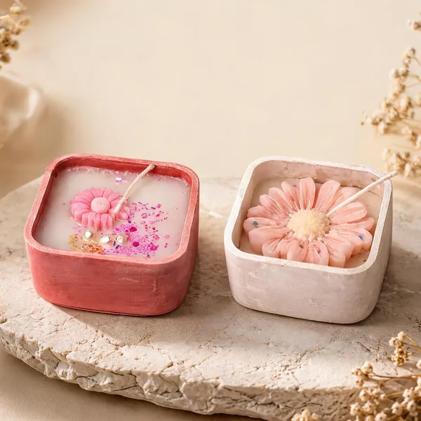 Soy_Wax_Floral_Blossom_Square_Candle_Set_Of_2_|_Pack_Of_2