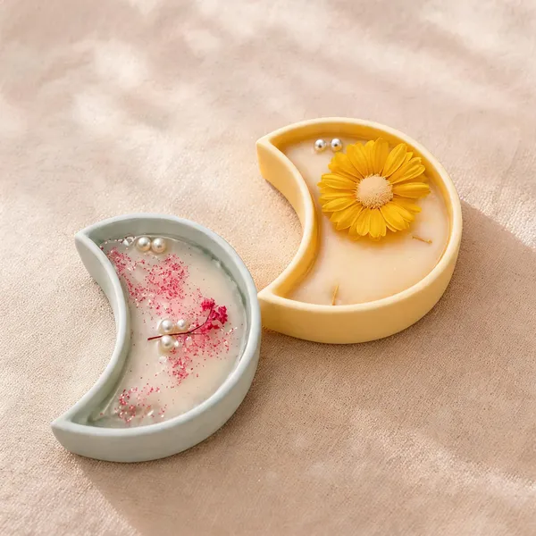 Soy_Wax_Sunflower_Blush_Floral_Crescent_Ceramic_Candle_Set_|_Pack_Of_2