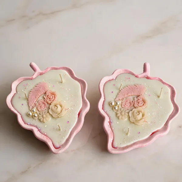 Soy_Wax_Decorative_Blush_Floral_Ceramic_Leaf_Bowl_Candle_|_Pack_Of_2