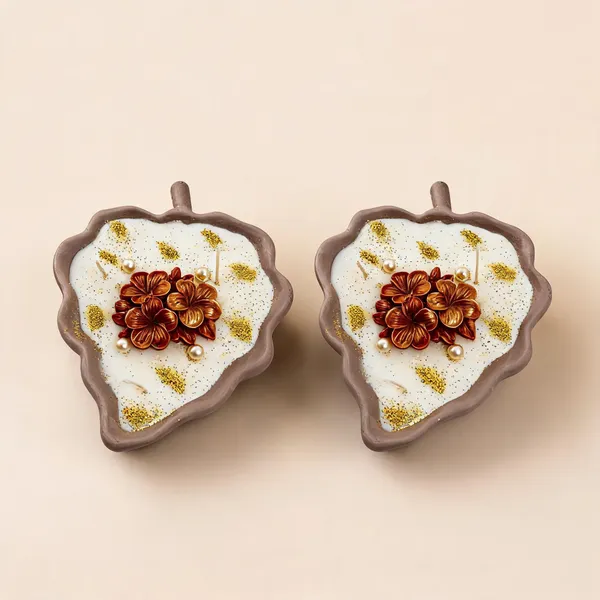 Soy_Wax_Decorative_Copper_Floral_Leaf_Tray_Candle_|_Pack_Of_2