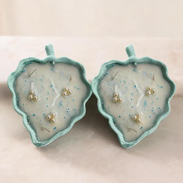 Soy_Wax_Decorative_Aqua_Pearl_Leaf_Tray_Candle_|_Pack_Of_2