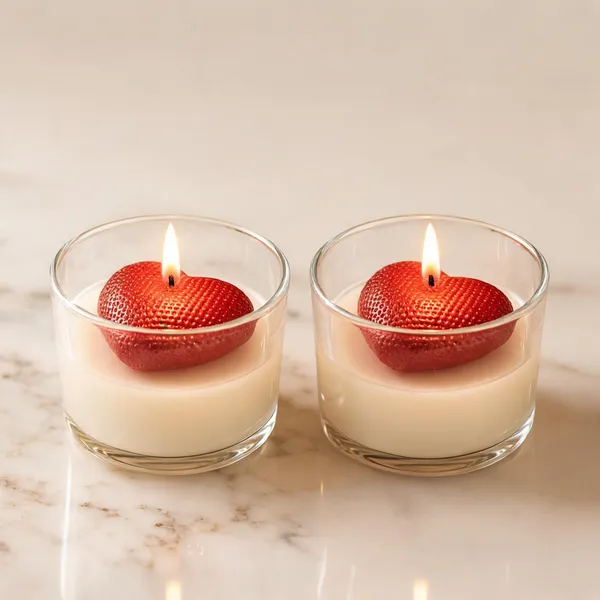 Soy_Wax_Strawberry_Shaped_Scented_Candle_In_Glass_Jar_|_Pack_Of_2