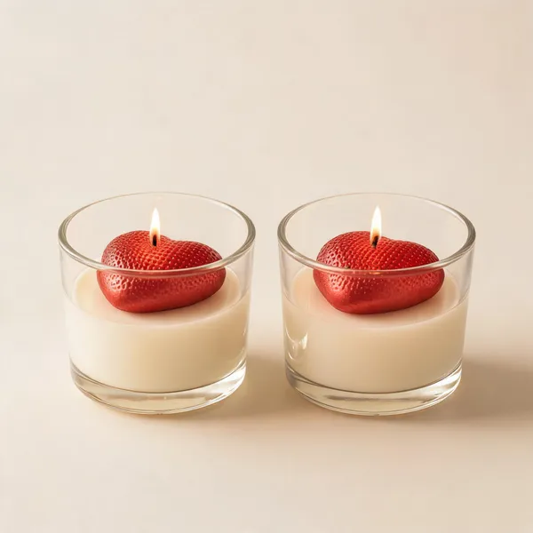 Soy_Wax_Strawberry_Shaped_Scented_Candle_In_Glass_Jar_|_Pack_Of_2