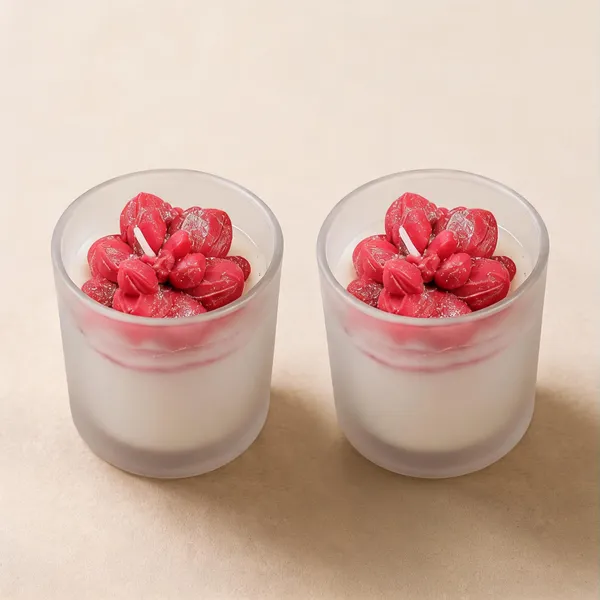 Soy_Wax_Floral_Pink_Blossom_Frosted_Glass_Jar_Candle_|_Pack_Of_2